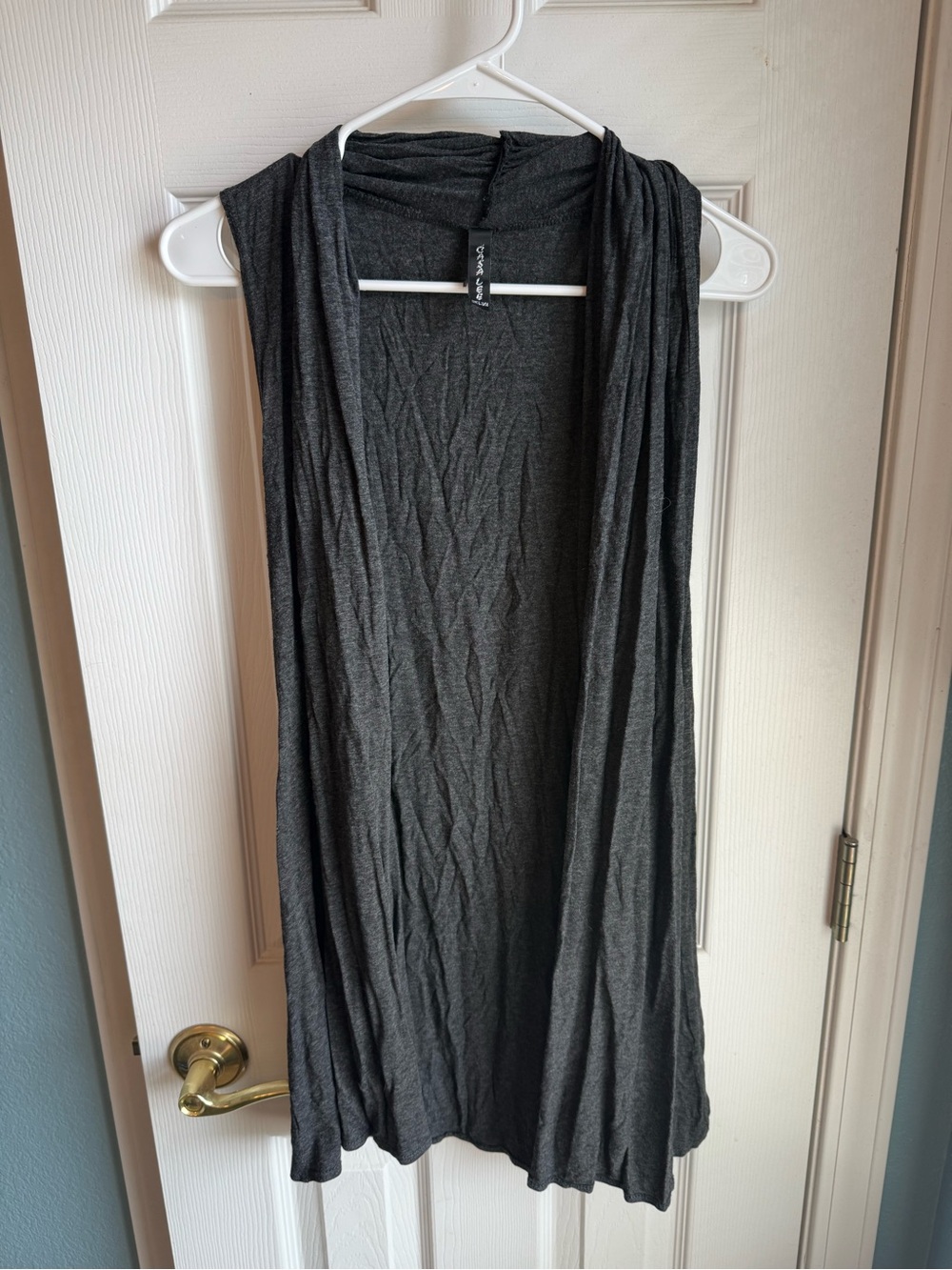 Casa Lee Open Front Sleeveless Draped Cardigan Vest